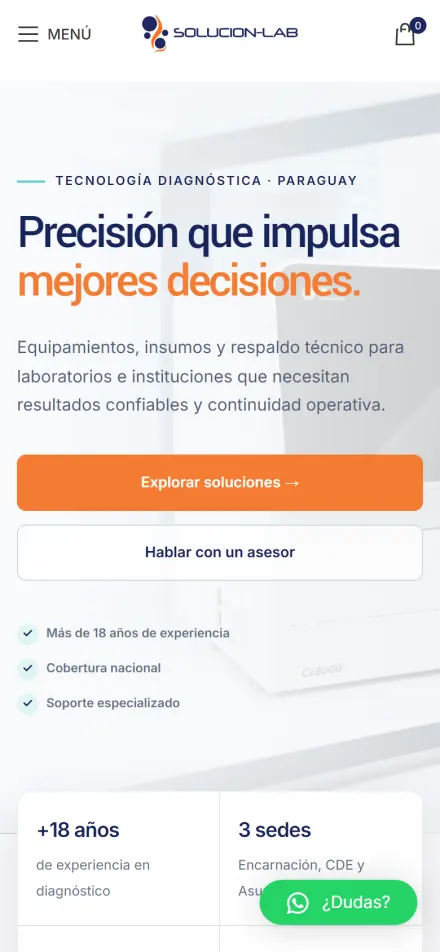 Catálogo digital de Solución Lab en celular